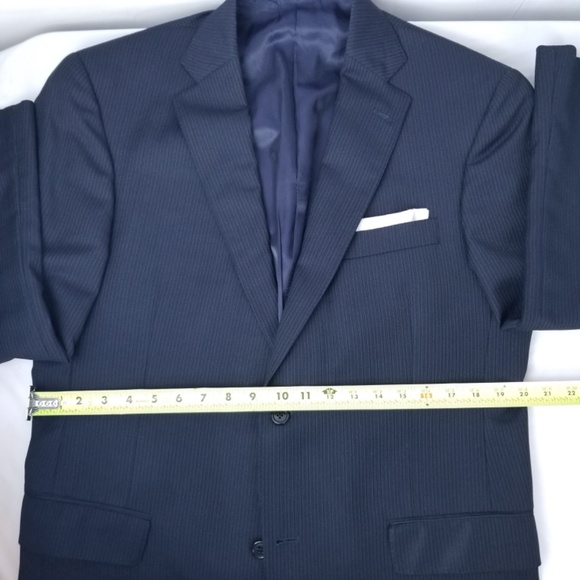 HART SCHAFFNER MARX- 40R 36X29 Mens 2 Piece Suit Dark Navy Blue With Stripes - Picture 10 of 16